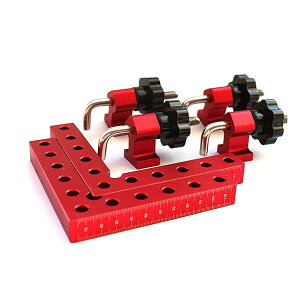 アルミ製 完全スコヤ セット コーナークランプキット L形 90度 直角定規 木工 固定 締め付け ツール (120×120)