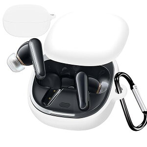 For Anker Soundcore Liberty 4 ケース Liberty 4 保護ケース 柔らかい シリコン製 落下防止 キズ防止 耐衝撃 防塵 軽量 装着充電可能 カラビナ付き 紛失防止(ホワイト)