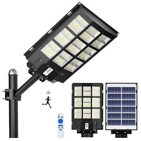 ソーラー街灯 Of-3600W 360000LM ソーラーライト 街灯 外灯 屋外 ソーラー IP67防水 高輝度 センサーライト 人感センサー 明暗センサー 三つ照明モード 大型 ソーラーパネル ポール/壁に取り付け 省エネ 電気代ゼロ 配線工事不
