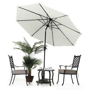 マスターキャノピー() ガーデンパラソル 直径230cm / 270cm × 高さ203cm / 240cm 角度調節可能 ハンドル回転式 日よけ 撥水 庭 アウトドア (270cm,アイボリー)