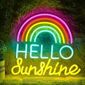 Hello Sunshineネオンサイン Led 虹ネオンライト 壁飾りクールネオン管 調光可能ライトアップ 寝室パーティー バー 子供にプレゼント（13.8''X 12.8''）