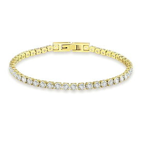 KRKC&CO テニスブレスレット レディース 幅3mm ジルコニア K14金メッキ サージカルステンレス CZダイヤ メンズ ブレス 金属アレルギー対応 キラキラ ジュエリー ブリンブリン 記念日 誕生日 ギフト(ゴールド，17.8cm)