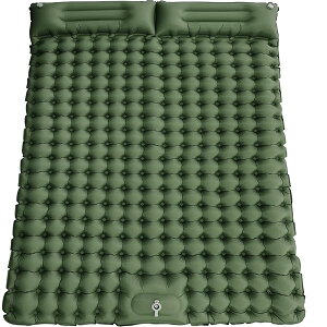 【 強化版】エアーマット キャンプ マット 足踏み式 膨らみやすい 10cm極厚・耐荷重300kg・高R値4.0 寝心地良い 耐穿刺/抗菌防撥水 人間工学枕付き 超軽量 幅広設計 コンパクト 簡単収納 車中泊