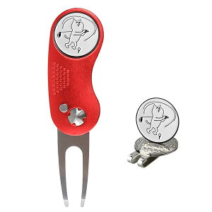 グリーンフォーク ゴルフ フォーク マーカー おしゃれ ゴルフピッチマーク ディボット リペアツール ハットクリップ ゴルフ 小物 レッド