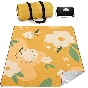 レジャーシート 4層構造 厚手 ピクニックシート大判 200X200 軽量 防水加工 収納袋付く レジャー シート 折り畳みやすい コンパクト収納 (L オレンジ)