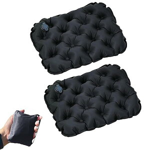 エアークッション エアー座布団 ポータブルクッション 防水 5cm厚 3D体圧分散 耐荷重200kg 軽量 コンパクト 折りたたみ 携帯座布団 キャンプマット アウトドアマット 収納ケース付き 登山/運動
