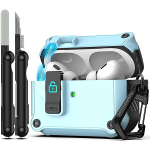 AirPods Pro ��2����/��1���� �����h�~�ی�P�[�X ���S���b�N�݌v���� �����|�b�v�A�b�v�ی�P�[�X �t���{�f�B�n�[�h�ϏՌ��V�F�� AirPods Pro 2 (2023/2022/2022���f��) �ɑΉ� - �u���b�N + �X�J�C�u��