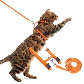 猫 ハーネス リードセット 猫用ハーネス 猫牽引ロープ 猫用胴輪 ペット用品 ハーネスリード リード付き ダブルロック 調節可能 着脱簡単 抜けない 軽量 耐久性 安全 快適 お出かけ はーねす 子猫 ねこ ネコ ネコ用ハーネス 猫具 アウトドア 人