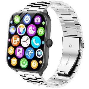 Lamsaw for HOIBAI �X�}�[�g�E�H�b�` �o���h, �X�e�����X�� ���^�� �x���g ���������o���h ���v�X�g���b�v �����������t�� HOIBAI KW235M 2.01�C���`�X�}�[�g�E�H�b�`�p (�V���o�[)