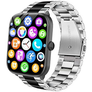 Lamsaw for HOIBAI �X�}�[�g�E�H�b�` �o���h, �X�e�����X�� ���^�� �x���g ���������o���h ���v�X�g���b�v �����������t�� HOIBAI KW235M 2.01�C���`�X�}�[�g�E�H�b�`�p (�V���o�[�E�u���b�N)