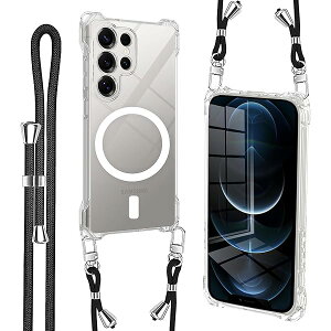 Galaxy S25 Ultra �p �P�[�X �N���A Magsafe�Ή� �}�O�l�b�g���� �V�����_�[ �X�g���b�v�t �g�уJ�o�[ �ϏՌ� �S�ʕی� �M�����N�V�[S25 �E���g�� �p �\�t�gTPU ������ �X�}�z�P�[�X �R�t�� ������ ��