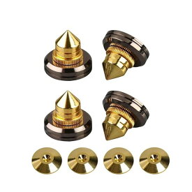 4個セット インシュレーター スパイク 金属製 スピーカー スパイク受け 高さ 調整可能 インシュレーター スピーカー用 オーディオ 音質 向上 (ゴールド)