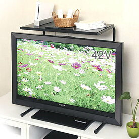 テレビ上ラック 伸縮タイプ 中型 収納棚 TV AVラック 上部棚 薄型テレビの上が 42インチまで対応 収納空間