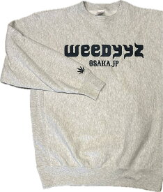 Weedyyz CBD アパレル　オーサカ クルーネック スウェットシャツ, グレー, ロゴプリント入り　CBN CBG H4CBD crdh CRDP H4CBH 420 ガンジャ　カンナビス　ヘンプ