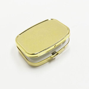 デコレーション用 ミラー付 ピルケース 四角 ゴールド
