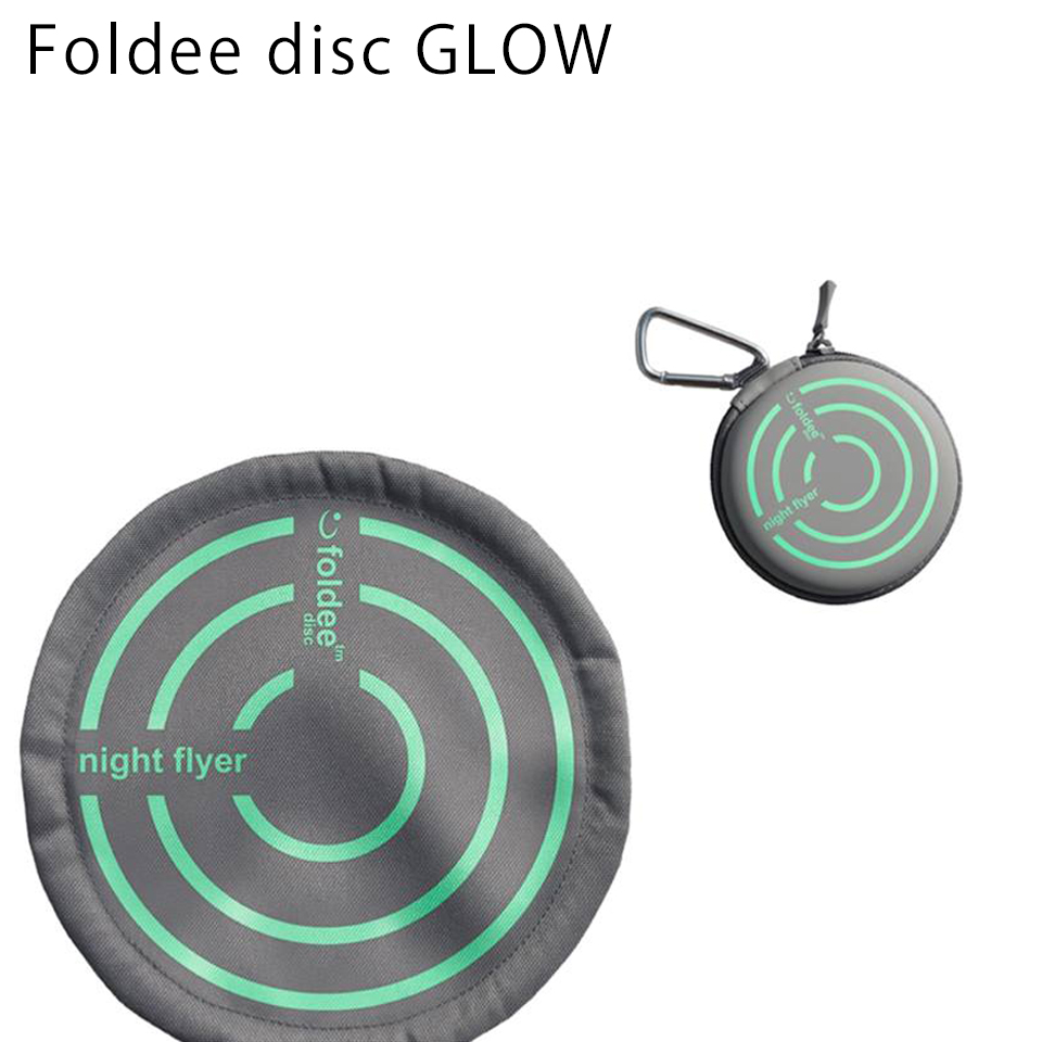 Foldee disc GLOW ラッピング無料 グロー 送料無料限定セール中 In the 飛距離1m～30m 蓄光 フォルディ ケース付 dark たためるフライングディスク