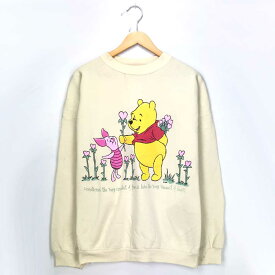 プーさん キャラクタースウェット サイズ表記 XXL ベージュ Disney Winnie the Pooh ピグレット プリント トレーナー ビッグサイズ オーバーサイズ 古着 【中古】wv1912-0478