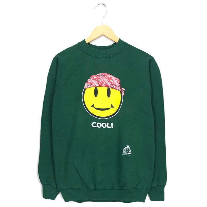 楽天市場 プリントスウェット グリーン プリント トレーナー 緑 Face Attitude 古着 中古 Wv1912 0512 Wego Vintage Online Store