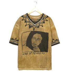 KING of REAGEAY プリントTシャツ ベージュ ボブ マーリー パロディ レゲエ プリント バックプリント ビッグT 半袖 古着【中古】wv1912-0670