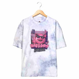 RiBFEST 90STシャツ サイズ表記 XL マルチカラー プリント 半袖 タイダイ FRUIT OF THE LOOM Boomer T's ビッグT ビッグシルエット 古着【202108】【中古】wv1912-2085