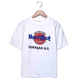 ハードロックカフェ 企業Tシャツ サイズ表記 XL ホワイト Hard Rock Cafe プリント 半袖 白 CURACAO NA クラサオ キュラソー ビッグT ビッグT 企業 古着【中古】wv1912-0954