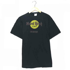 ハードロックカフェ 企業Tシャツ サイズ表記 XXL ブラック Hard Rock Cafe 半袖 プリント ビッグT 黒 FRANKFURT フランクフルト 企業 古着【中古】wv1912-0967
