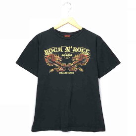 ハードロックカフェ カンパニーTシャツ 　 ブラック Hard Rock Cafe ロゴ プリント 半袖 黒　龍 ドラゴン ビッグT ビッグシルエット 　古着 【中古】　wv2005-0110