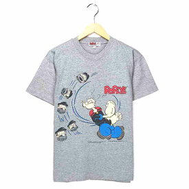 ポパイ キャラクターTシャツ サイズ表記 L グレー Popeye プリント 半袖 灰 　古着 【中古】　wv1912-1965