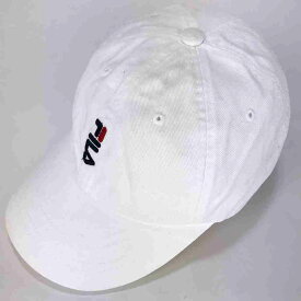 フィラ アジャスターCAP 白 ホワイト FILA フィラ 刺繍 ロゴ 帽子 キャップ　ローキャップ 古着【中古】wv1912-2312