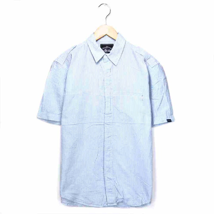 楽天市場】ステューシー ストライプシャツ サイズ表記 M ブルー stussy  