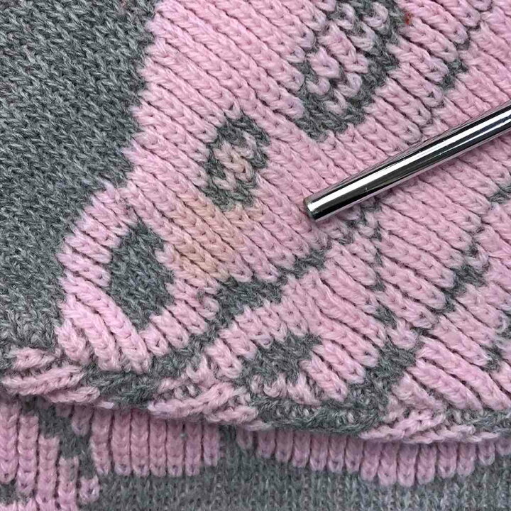 楽天市場】パステルニット ピンク 長袖 グレー 総柄 セーター クマ  