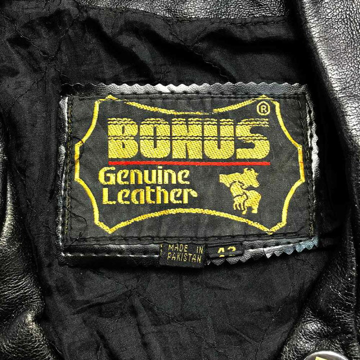 楽天市場】BONUS ライダースジャケット サイズ表記 42 ブラック 黒 