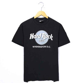 ハードロックカフェ カンパニーTシャツ サイズ表記 M ブラック Hard Rock CAFE 企業 WASHINGTON DC 半袖 プリント 黒 古着【中古】wv2101-0722