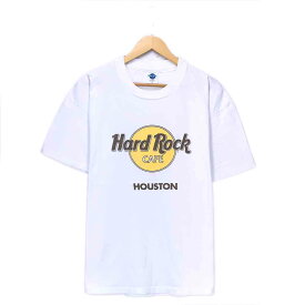 ハードロックカフェ カンパニーTシャツ サイズ表記 XL ホワイト Hard Rock CAFE 企業 HOUSTON 半袖 プリント 白 古着【中古】wv2101-0748