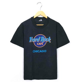 ハードロックカフェ カンパニーTシャツ サイズ表記 L ブラック Hard Rock CAFE 企業 CHICAGO 半袖 プリント 黒 古着【中古】wv2101-0749