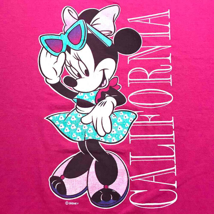 ミニーマウス ディズニー Tシャツ イラスト サングラスミニーちゃん バックプリント ピンク 元気なtシャツ 品質満点 Tシャツ