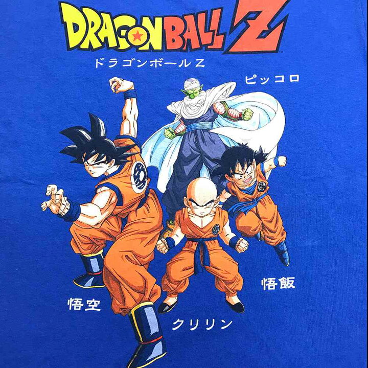 楽天市場 ドラゴンボールz キャラクターｔシャツ サイズ表記 L ブルー Dragon Ballz プリント 半袖 孫悟空 Japanimation ジャパニメーション 青 古着 2108 中古 Wv2101 06 Wego Vintage Online Store