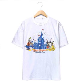 ミッキー キャラクターTシャツ ホワイト Mickey ディズニー Disney World プリント 半袖 Magic Kingdom 白 古着【602202】【中古】wv2101-0842