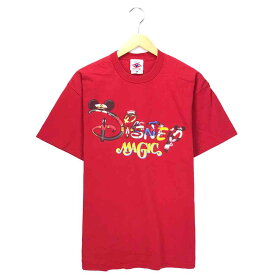 Disney Magic キャラクターTシャツ サイズ表記 L レッド ディズニー プリント 赤 半袖 ビッグシルエット ビッグT USA製 キャラT 古着【602202】【中古】wv2101-1158