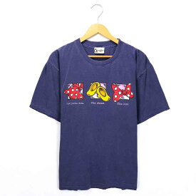 Disney ミニー キャラクターTシャツ サイズ表記 L パープル ディズニー Minnie プリント 紫 バックプリント 半袖 ビッグT ビッグシルエット 古着【602202】【中古】wv2101-1190