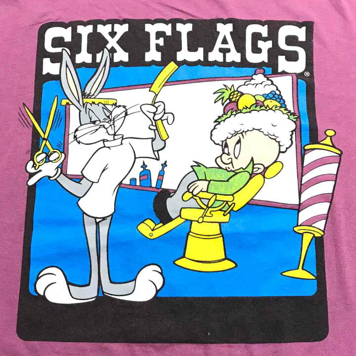 楽天市場 バッグス バニー キャラクターｔシャツ サイズ表記 M パープル Warner Bros ワーナーブラザーズ Looney Tunes ルーニーテューンズ 半袖 紫 ピンク プリント Six Flags キャラt 古着 6022 中古 Wv2101 1191 Wego Vintage Online Store