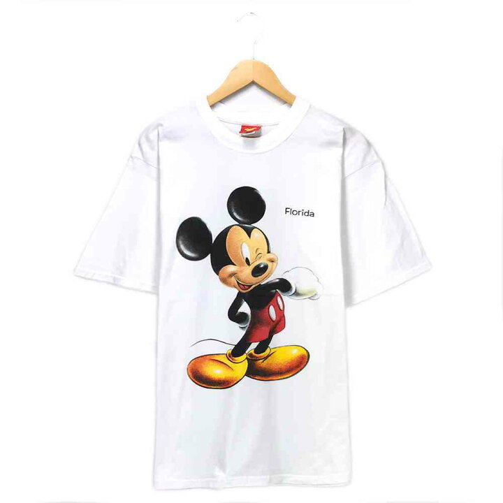 楽天市場 ミッキー キャラクターｔシャツ サイズ表記 L ホワイト Disney ディズニー プリント 半袖 ビッグt ビッグシルエット 白 Mickey キャラt 古着 2108 中古 Wv2101 15 Wego Vintage Online Store