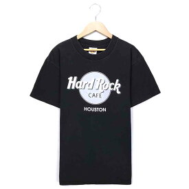 ハードロックカフェ カンパニーTシャツ サイズ表記 S ブラック HARD ROCK CAFE ロゴ プリント 黒 半袖 HOUSTON ヒューストン 古着【中古】wv2101-1339