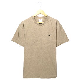 ナイキ スポーツワンポイントTシャツ サイズ表記 L ベージュ NIKE スウォッシュ 刺繍 ロゴ 半袖 古着【中古】wv2101-1625