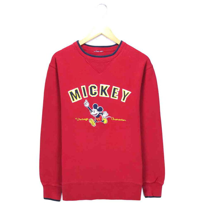 楽天市場 ミッキー キャラクタースウェット レッド Disney トレーナー Mickey 刺繍 ディズニー リブ配色 赤 古着 中古 Wv2101 21 Wego Vintage Online Store