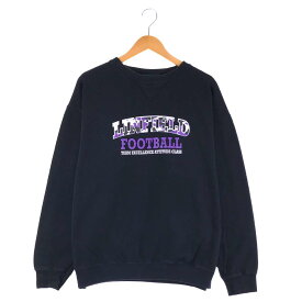 LINFIELD カレッジスウェット サイズ表記 L ブラック トレーナー チームロゴ プリント フットボール Football 黒 古着【中古】wv2101-2290