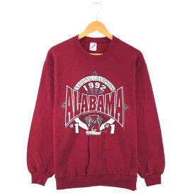 Alabama Crimson Tide プリントスウェット サイズ表記 L レッド トレーナー NATIONAL CHAMPIONS カレッジ チーム アメフト フットボール アラバマ・クリムゾン・タイド 赤 古着【中古】wv2101-2323