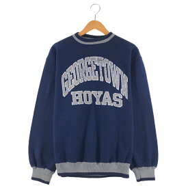 SAVVY フリース サイズ表記 M ネイビー GEORGETOWN HOYAS カレッジ チームロゴ 紺 プリント プルオーバー basketball バスケ 古着【中古】wv2101-2525