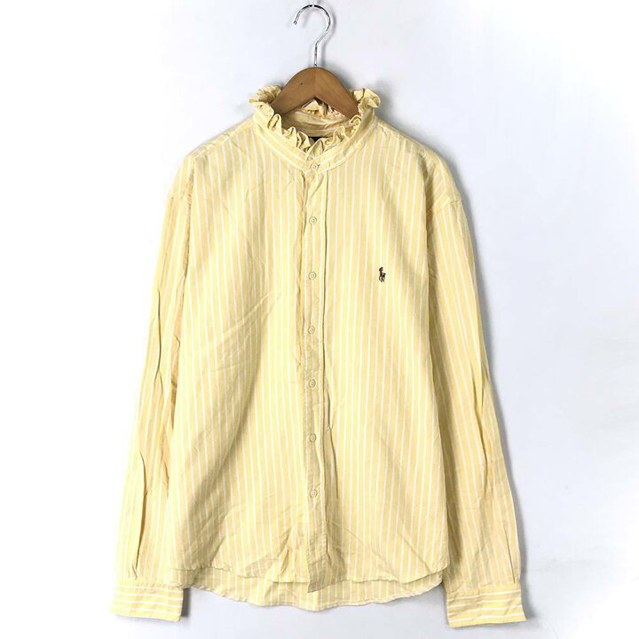 楽天市場 リメイクシャツ イエロー ラルフローレン フリル ストライプ ブラウス 黄色 レディース Ralph Lauren リメイクアイテム 古着 中古 Wv1907 1778 Wego Vintage Online Store
