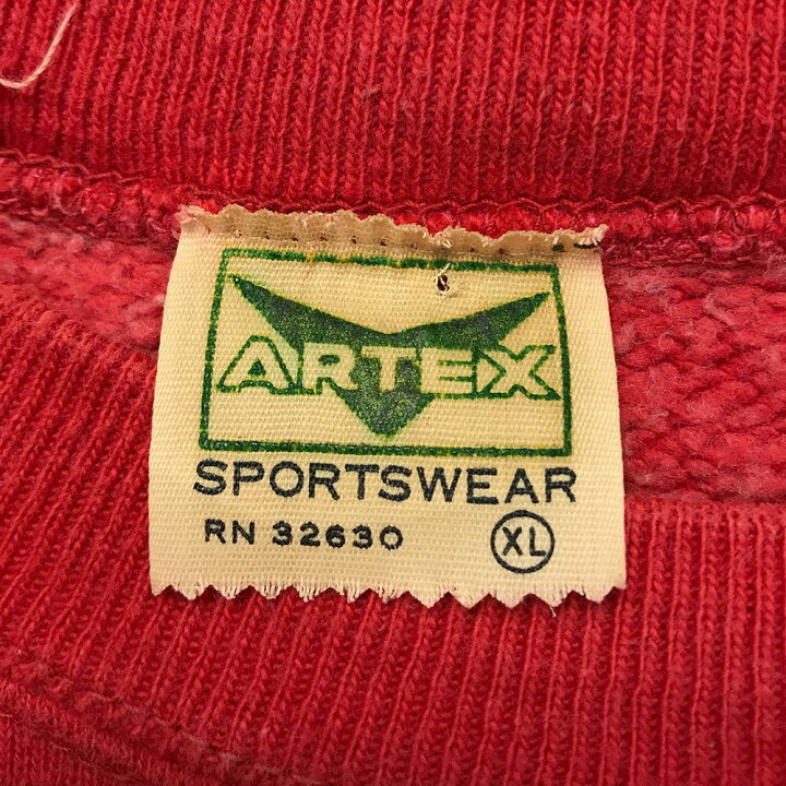 楽天市場】ARTEX プリントスウェット サイズ表記 XL レッド カレッジ 